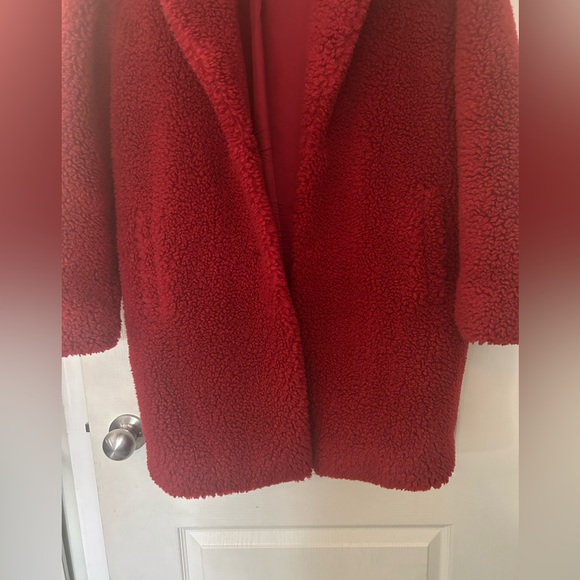 Wilfred Red Faux Fur Teddy Coat - Picture 3 of 8